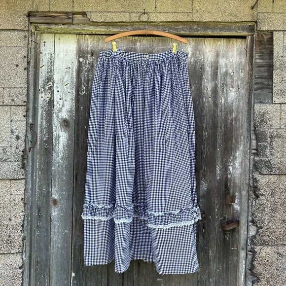 Vintage 70s 80s Ruffles and Gingham Square Dance Costume Frontier Skirt and Top - Picture 7 of 10